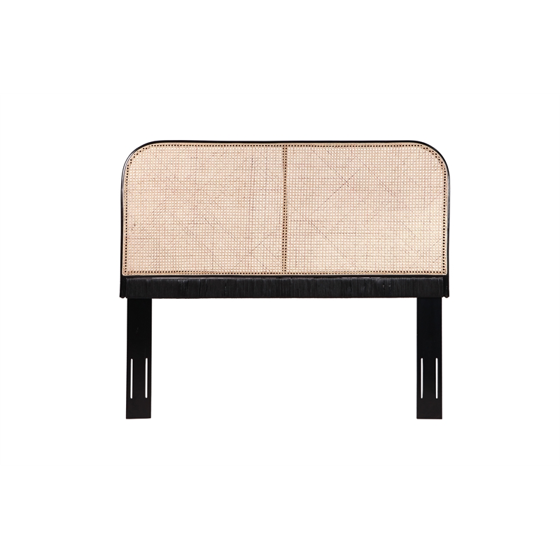 Bowery Hill Contemporary Cane and Teak Rattan Headboard in Natural