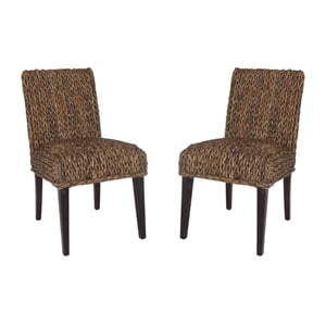 Bowery Hill Set of 2 Woven Dark Brown Banana Leaf (Rattan/Wicker) Dining Chairs