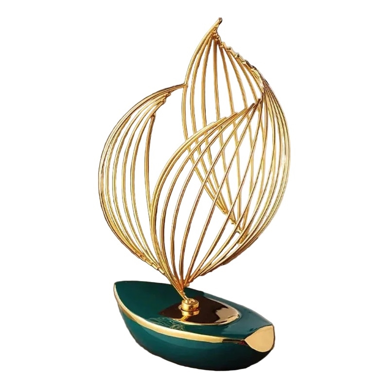 Bowery Hill Gold Resin Geometric Metal Sculpture Tabletop Decor