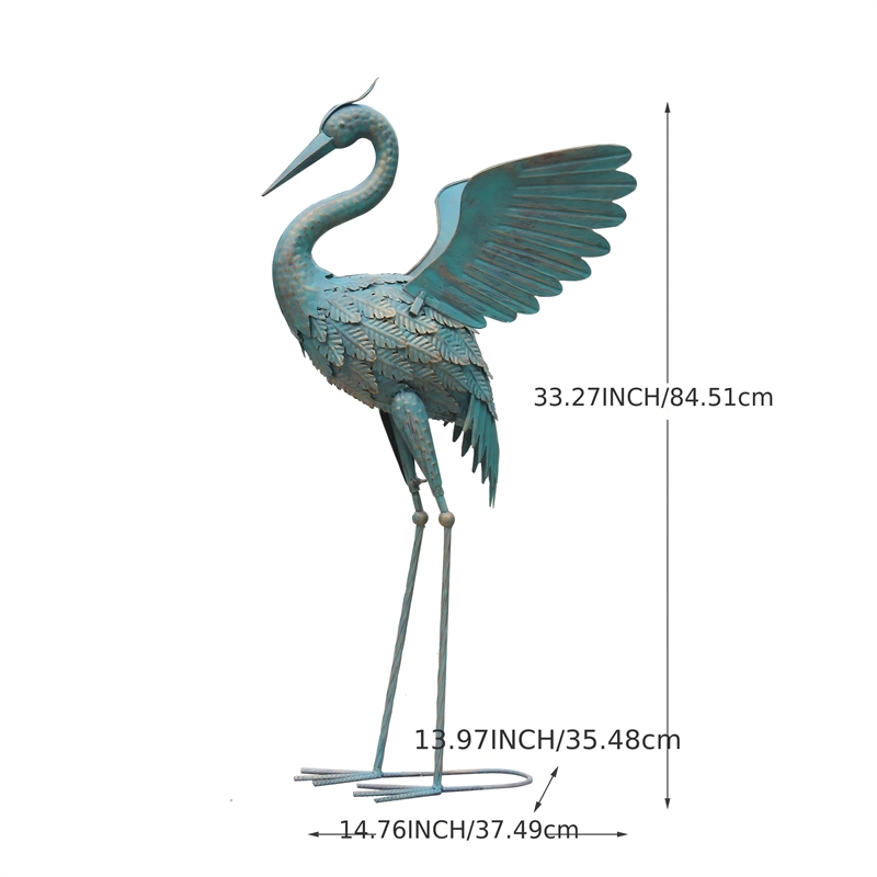 Bowery Hill Modern Blue Metal Crane Garden Sculpture Elegant Decor
