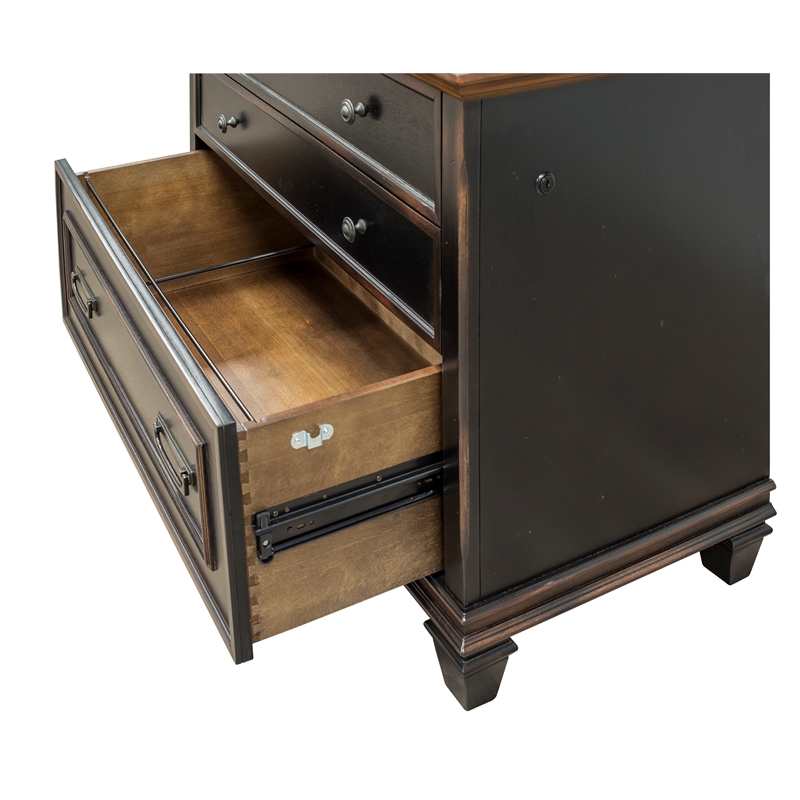 Bowery Hill Set of 2 Wood Writing Office Desk & Lateral Filing Cabinet