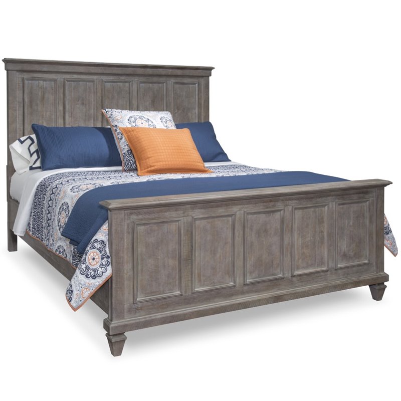Bowery Hill Traditional Wood Queen Panel Bed in Dovetail Gray