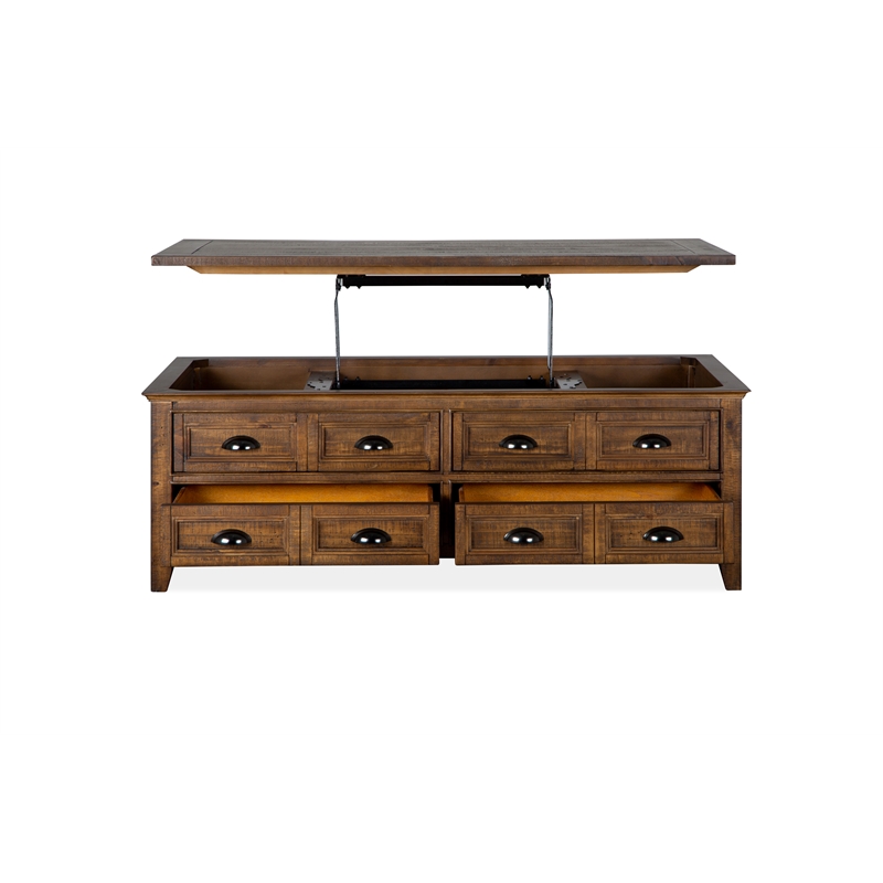 Bowery Hill Transitional Lift Top Storage Cocktail Table with Casters