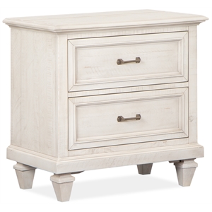 Bowery Hill Coastal Pine Wood 2-Drawer Nightstand in Soft Alabaster