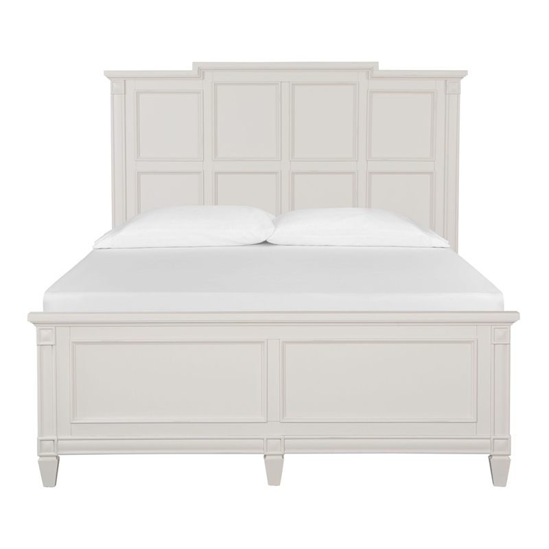 Bowery Hill Traditional Wood Egg Shell White Queen Panel Bed