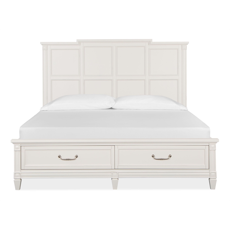 Bowery Hill Traditional Egg Shell White King Panel Storage Bed
