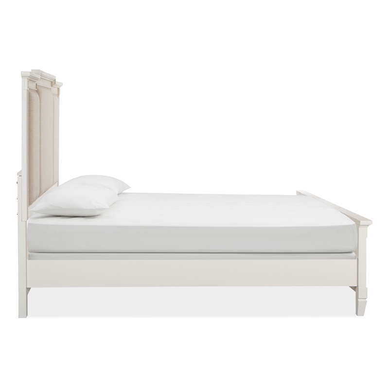 Bowery Hill Traditional Egg Shell White King Panel Upholstered Bed