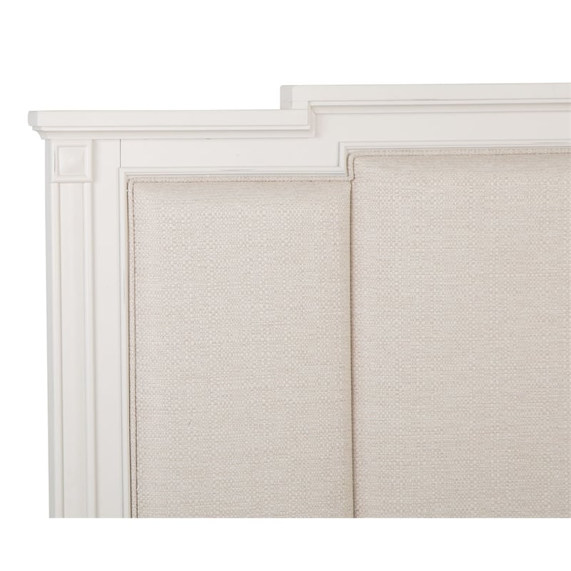 Bowery Hill Traditional Egg Shell White King Panel Upholstered Bed