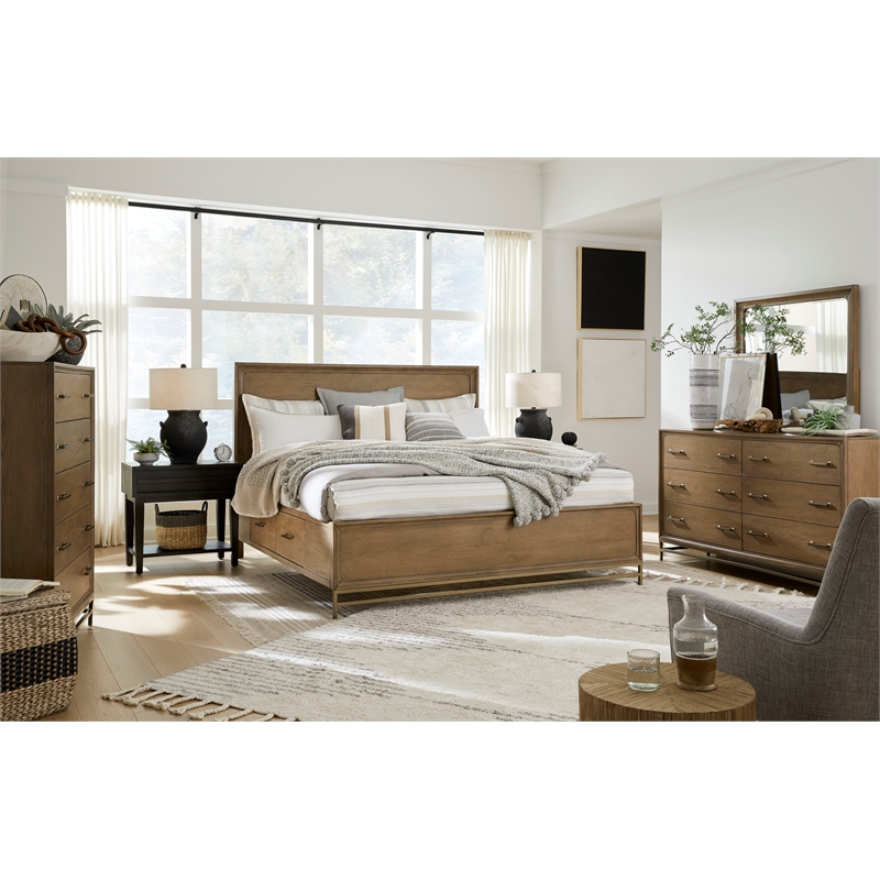 Bowery Hill Traditional Belgian Wheat And Coffee Bean Queen Panel Storage Bed