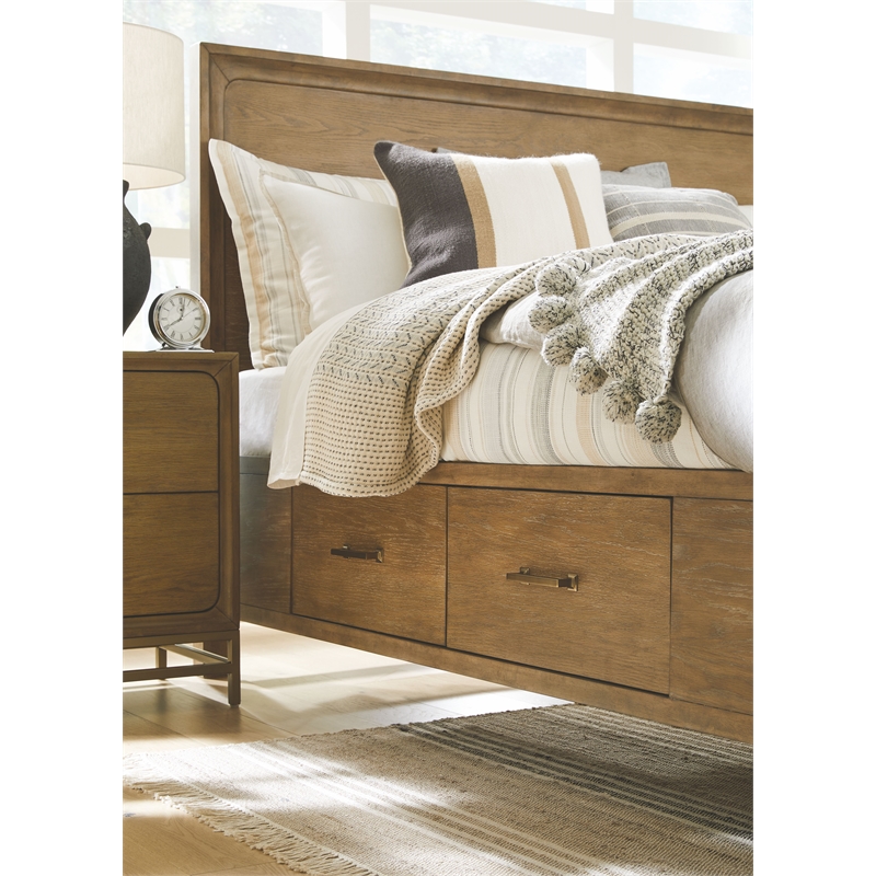 Bowery Hill Traditional Belgian Wheat And Coffee Bean Queen Panel Storage Bed