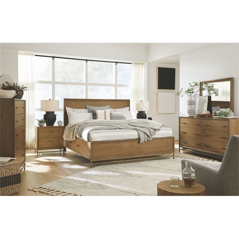 Bowery Hill Traditional Belgian Wheat And Coffee Bean Queen Panel Storage Bed