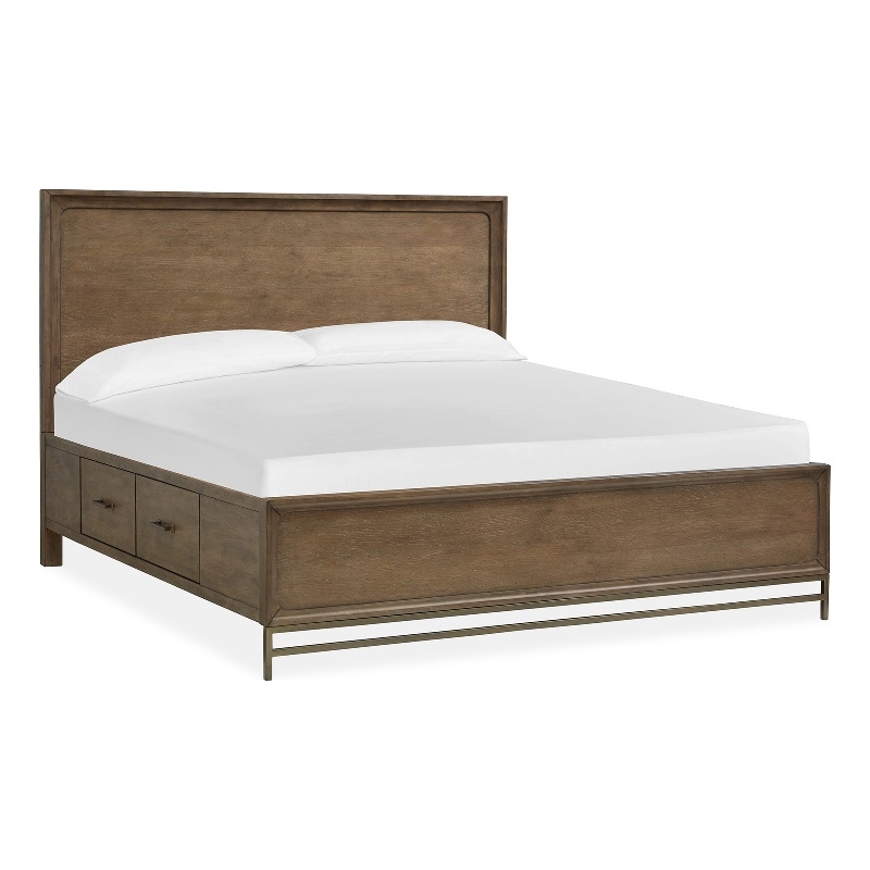 Bowery Hill Traditional Belgian Wheat And Coffee Bean Queen Panel Storage Bed