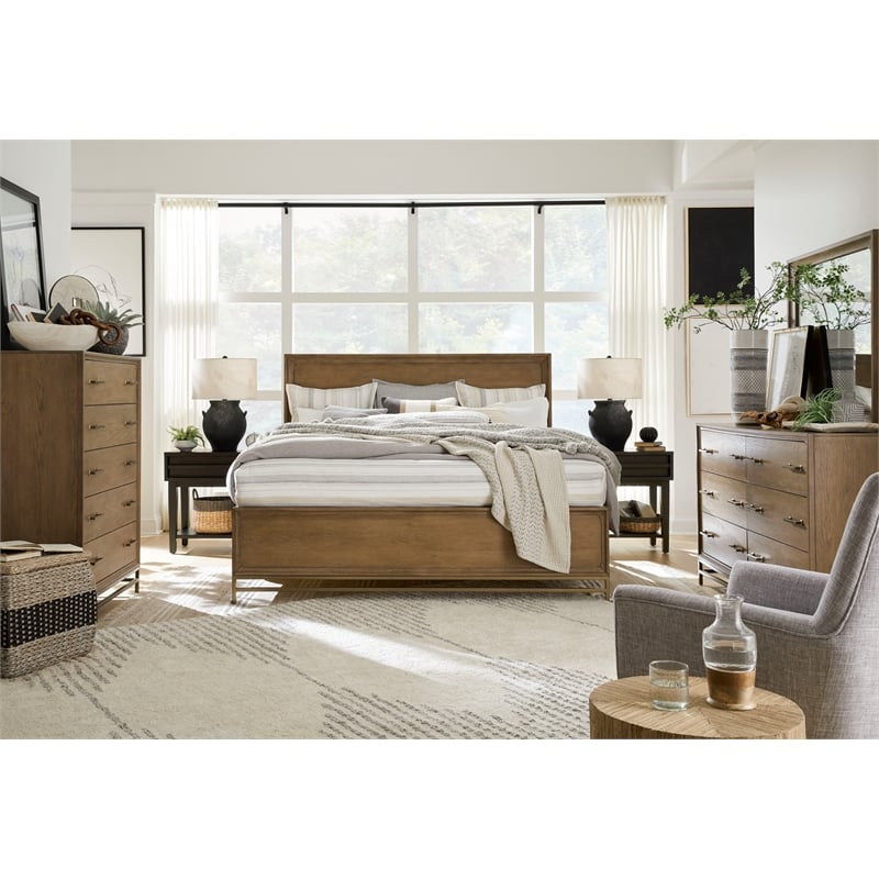 Bowery Hill Traditional Belgian Wheat And Coffee Bean King Panel Bed
