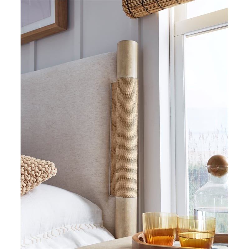 Bowery Hill Transitional Wood Brown King Panel Upholstered Bed