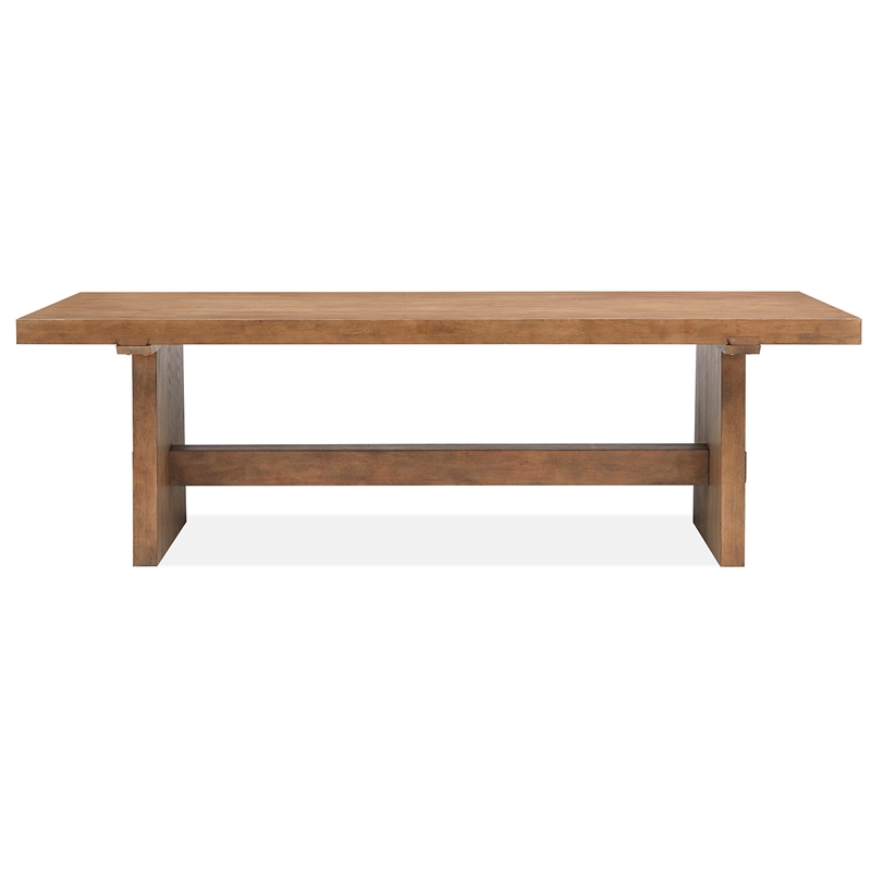Bowery Hill Transitional Wood Belgian Wheat Trestle Dining Table