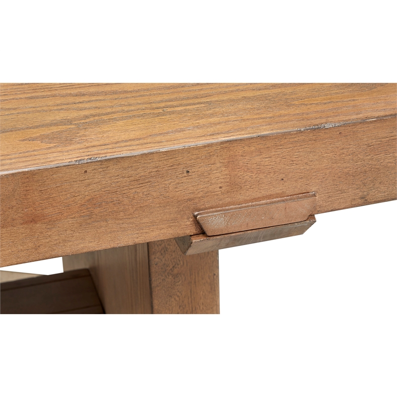 Bowery Hill Transitional Wood Belgian Wheat Trestle Dining Table