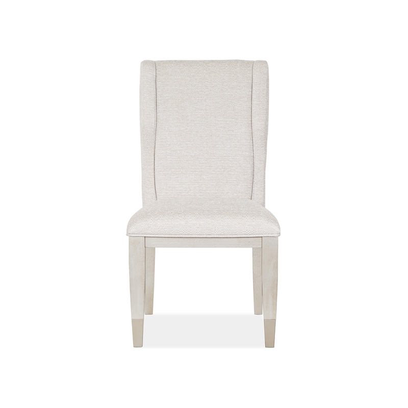 Bowery Hill Transitional Acadia White Upholstered Host Chair Two Pack