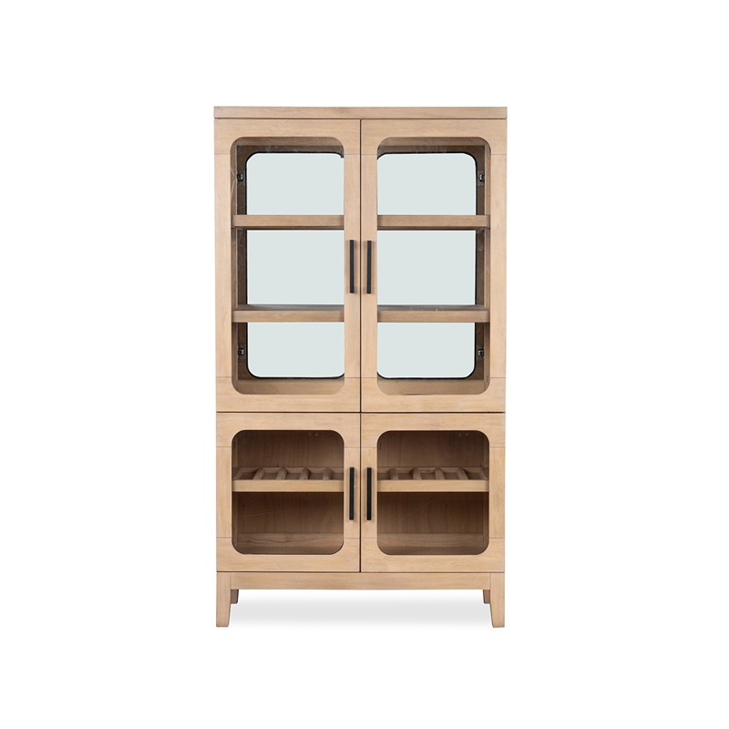 Bowery Hill Transitional Oak Veneer and Hardwood Solids Butternut Buffet Curio