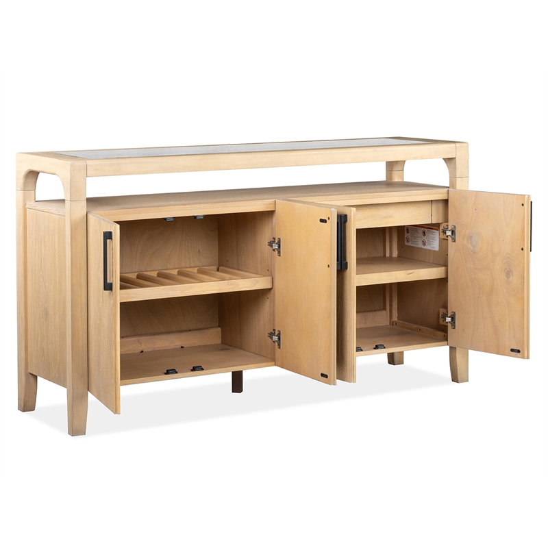 Bowery Hill Transitional Oak Veneer and Hardwood Solids Butternut Sideboard