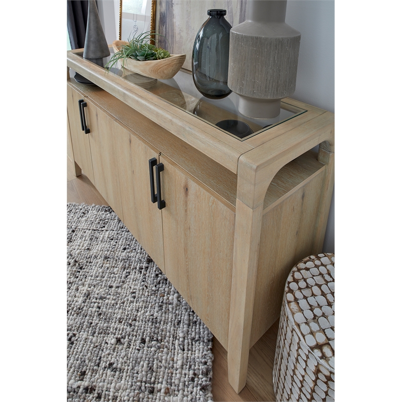 Bowery Hill Transitional Oak Veneer and Hardwood Solids Butternut Sideboard