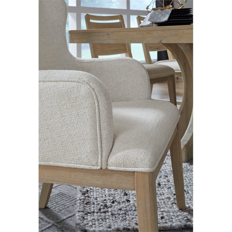 Bowery Hill Transitional Butternut Upholstered Arm Chair Two Pack
