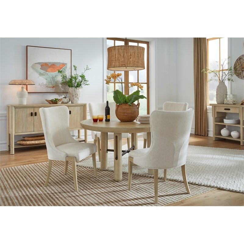 Bowery Hill Transitional Brown Upholstered Host Chair Two Pack