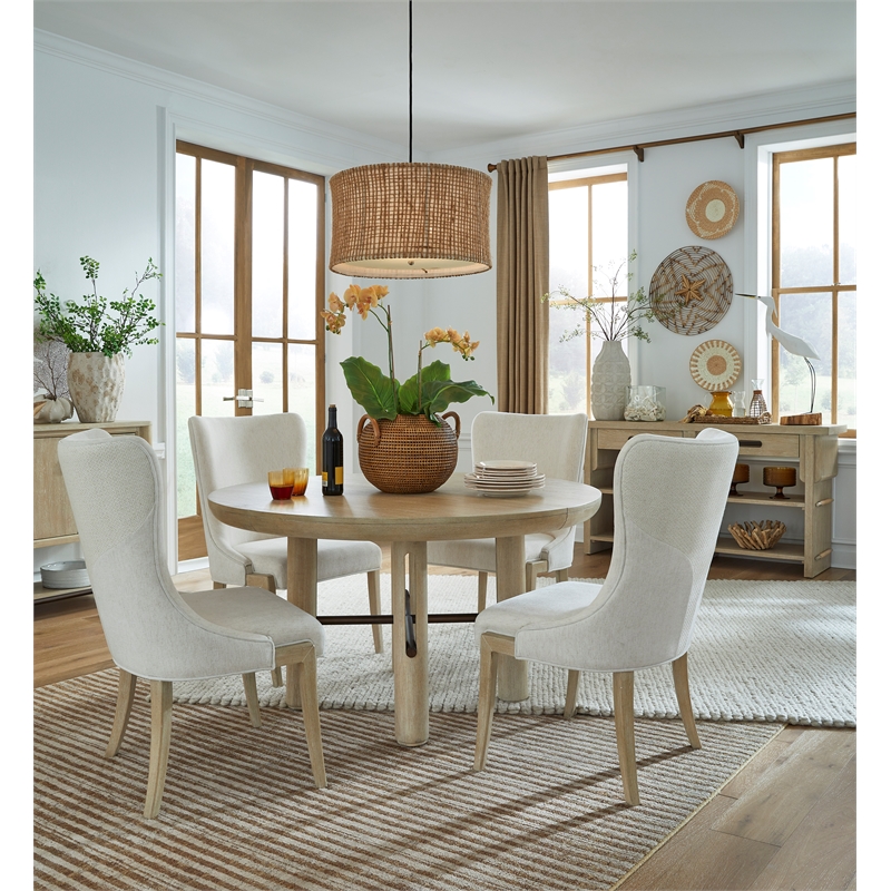 Bowery Hill Transitional Brown Upholstered Host Chair Two Pack
