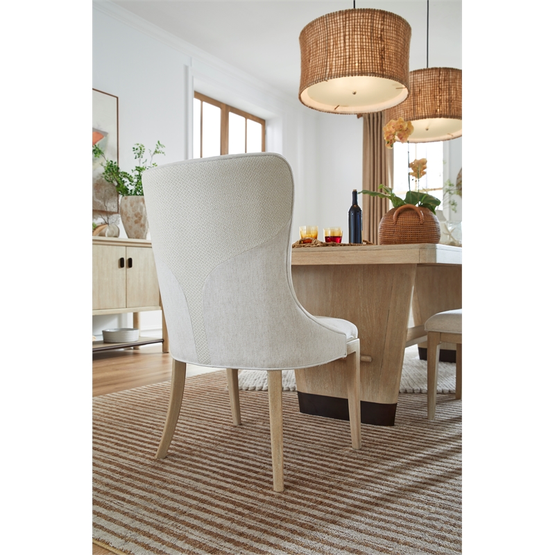 Bowery Hill Transitional Brown Upholstered Host Chair Two Pack