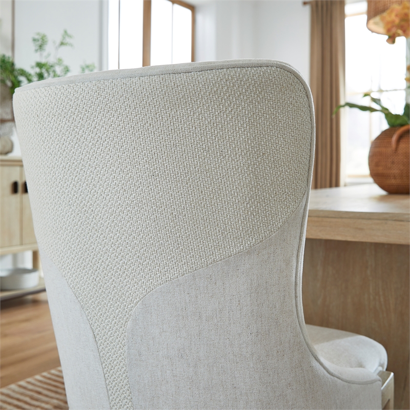 Bowery Hill Transitional Brown Upholstered Host Chair Two Pack