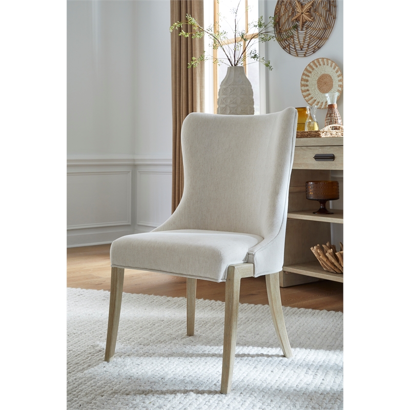 Bowery Hill Transitional Brown Upholstered Host Chair Two Pack