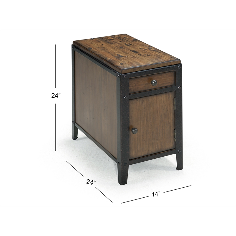 Bowery Hill Distressed Natural Pine Chairside Door End Table