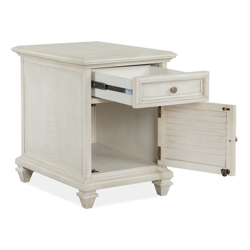 Bowery Hill Pine Veneer and Pine Solids Alabaster Chairside End Table