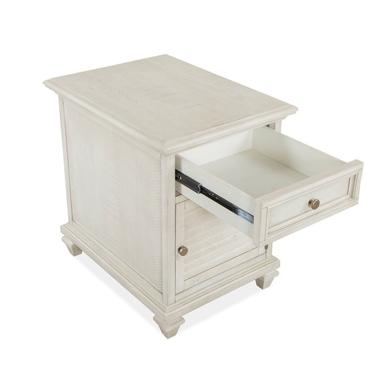 Bowery Hill Pine Veneer and Pine Solids Alabaster Chairside End Table