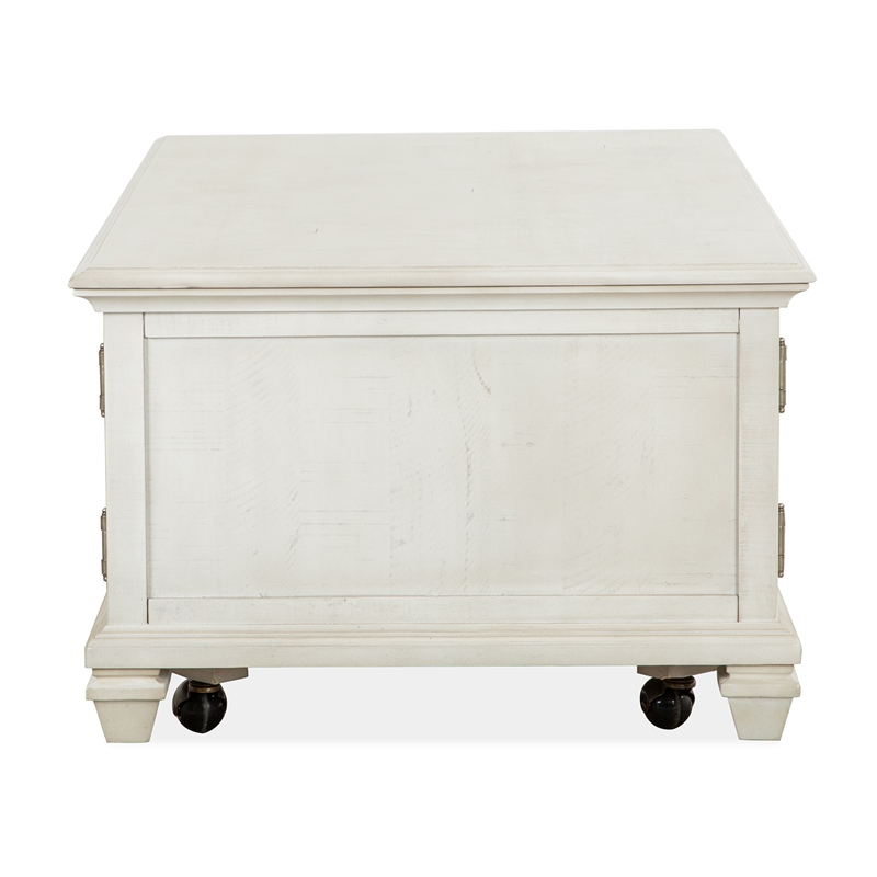 Bowery Hill Pine Veneer Alabaster Cocktail Table Rectangular Lift Top Storage