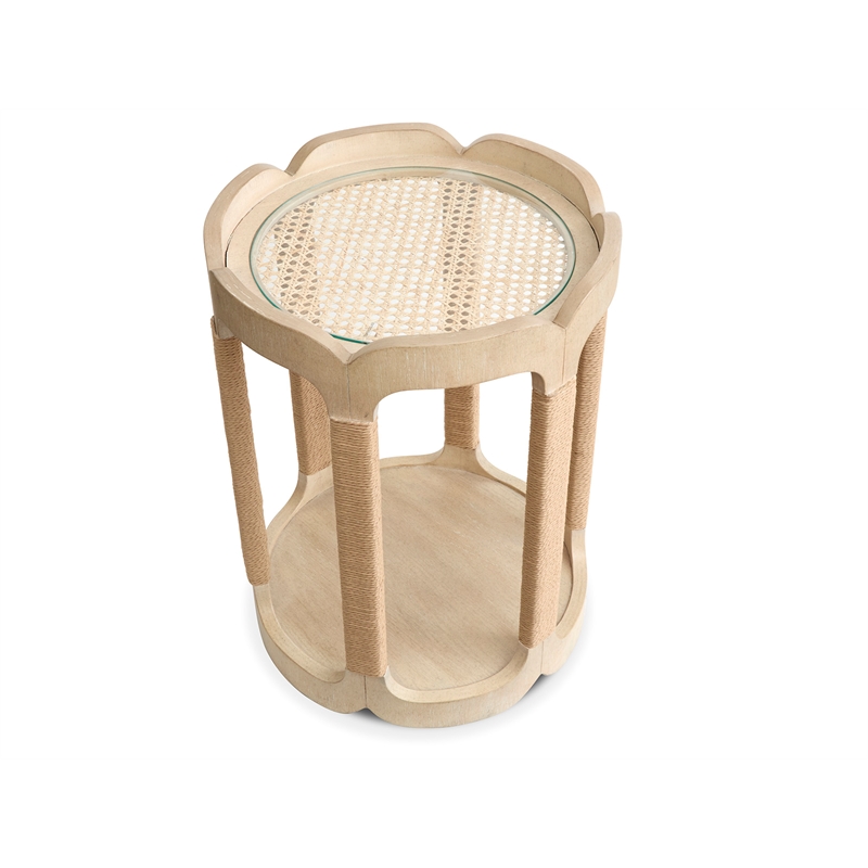 Bowery Hill Transitional Oak Veneer and Hardwood Solids Brown Drum Table