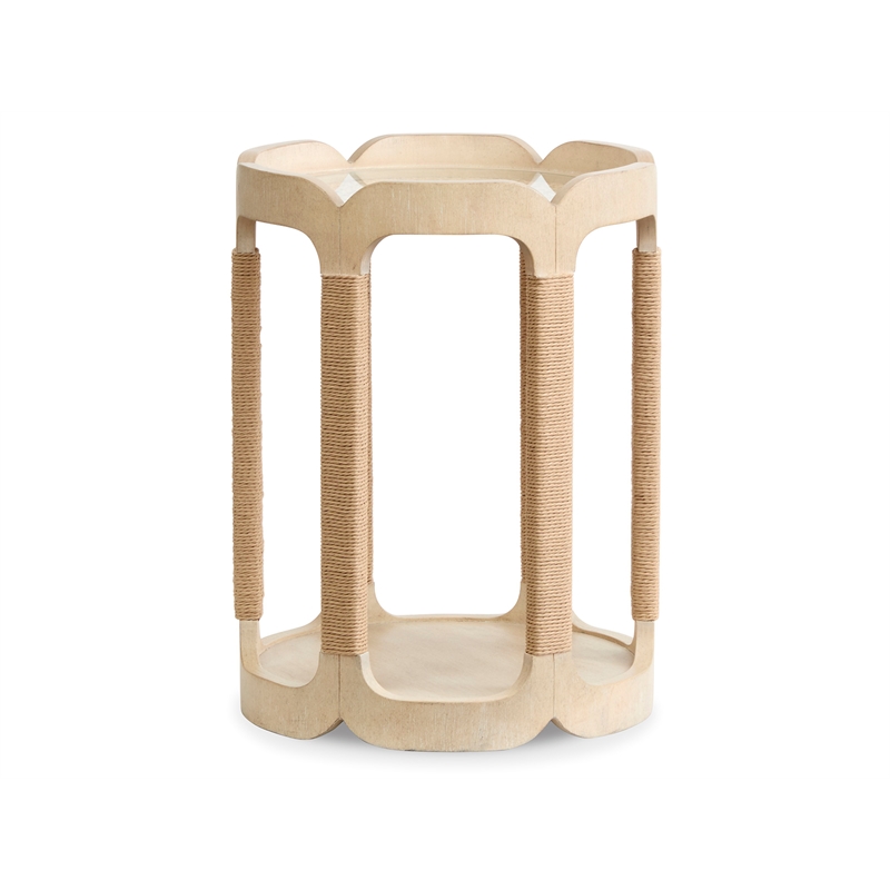Bowery Hill Transitional Oak Veneer and Hardwood Solids Brown Drum Table