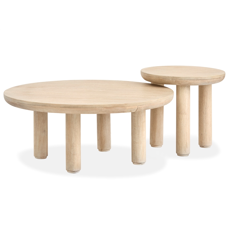 Bowery Hill Transitional Brown Nesting Cocktail Table With Casters
