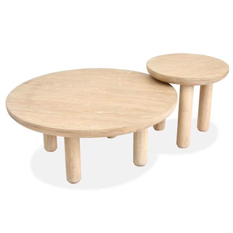 Bowery Hill Transitional Brown Nesting Cocktail Table With Casters