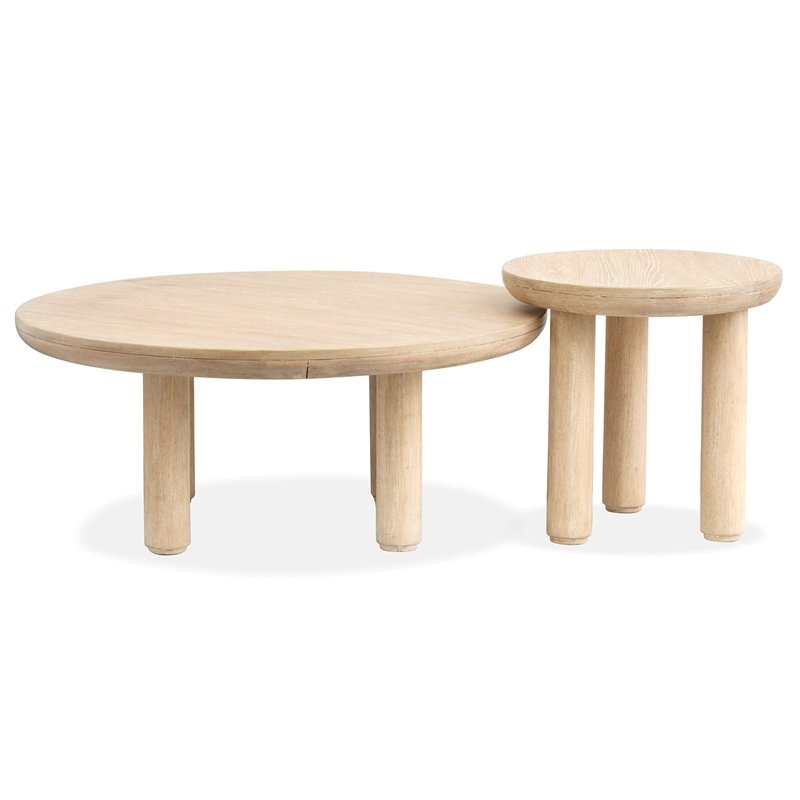 Bowery Hill Transitional Brown Nesting Cocktail Table With Casters