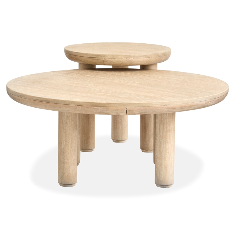 Bowery Hill Transitional Brown Nesting Cocktail Table With Casters