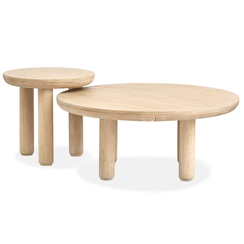 Bowery Hill Transitional Brown Nesting Cocktail Table With Casters