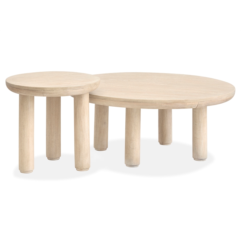 Bowery Hill Transitional Brown Nesting Cocktail Table With Casters