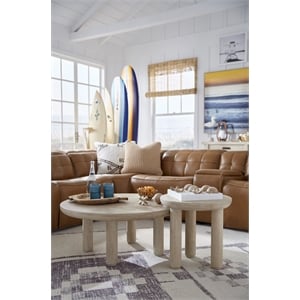 Bowery Hill Transitional Brown Nesting Cocktail Table With Casters