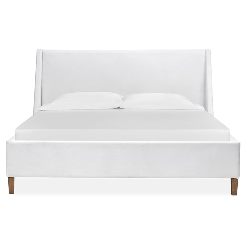 Bowery Hill Traditional Wood Queen White Upholstered Island Bed