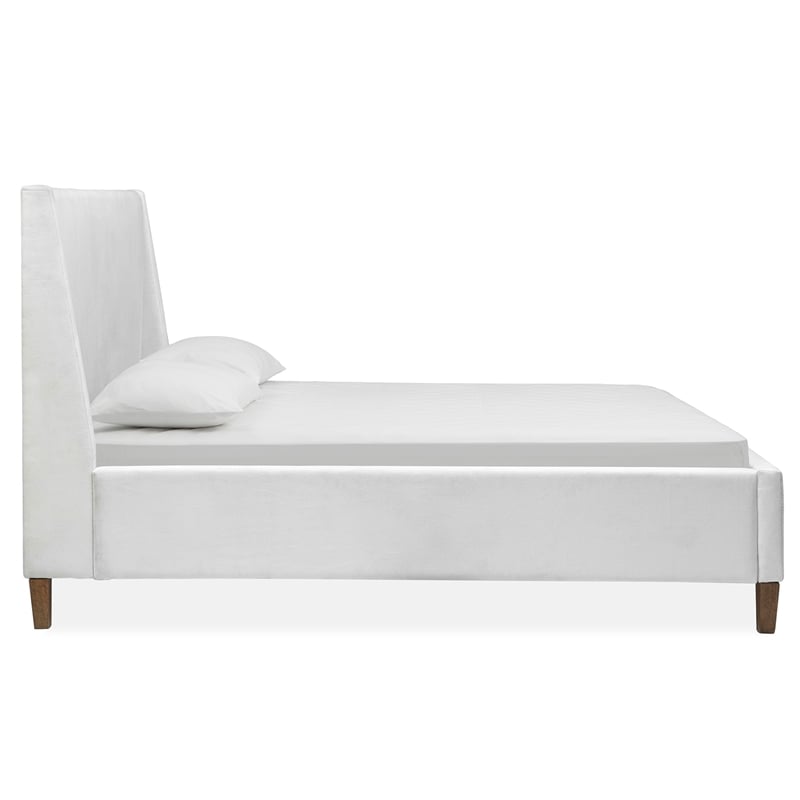 Bowery Hill Traditional Wood Queen White Upholstered Island Bed