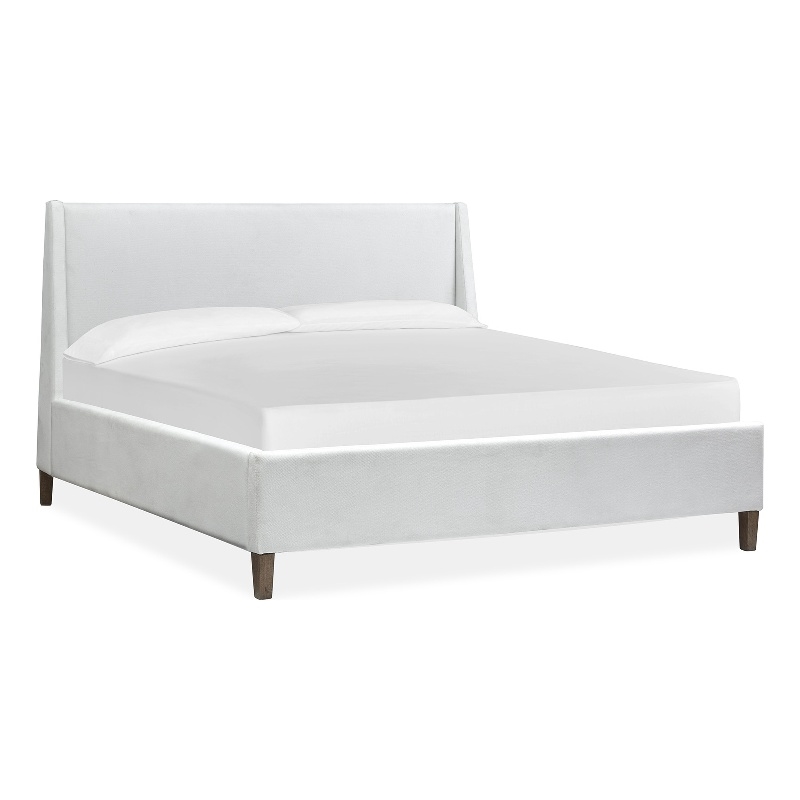 Bowery Hill Traditional Wood Queen White Upholstered Island Bed