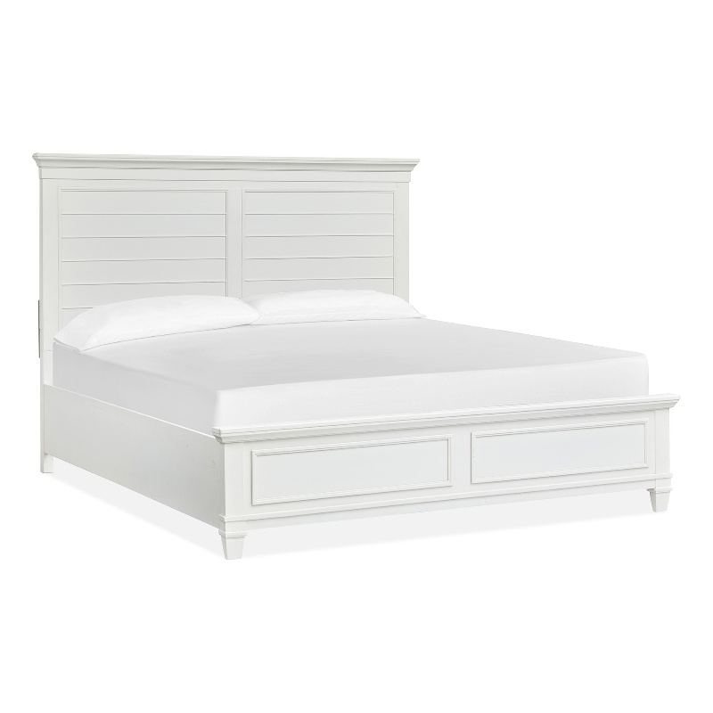 Bowery Hill Traditional Wood White Dove King White Panel Bed