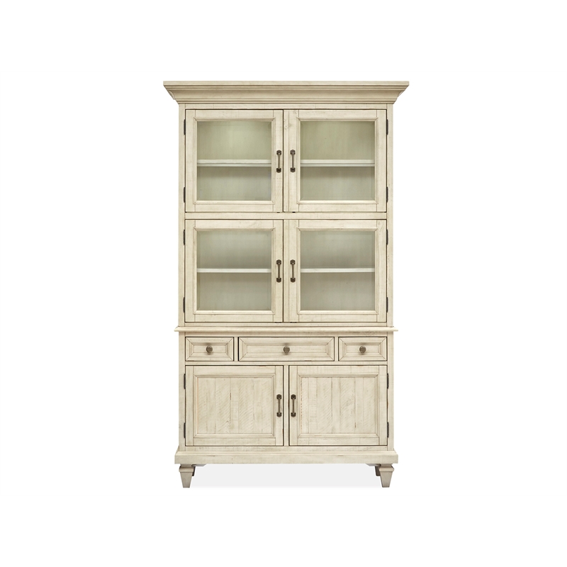 Bowery Hill Traditional Pine Veneer and Pine Solids Alabaster Dining Cabinet