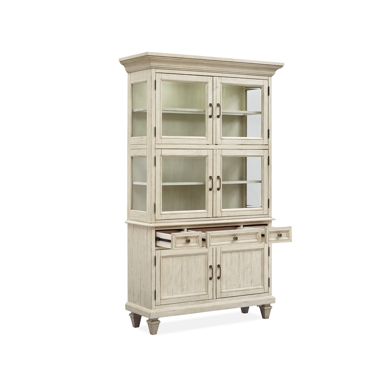 Bowery Hill Traditional Pine Veneer and Pine Solids Alabaster Dining Cabinet
