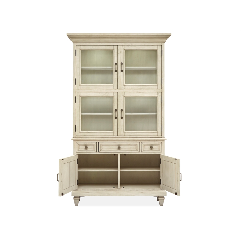Bowery Hill Traditional Pine Veneer and Pine Solids Alabaster Dining Cabinet